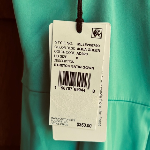 Liv Foster Stretch Satin One Shoulder Maxi Gown Aqua Green Size 6 Asymmetrical - Picture 17 of 17